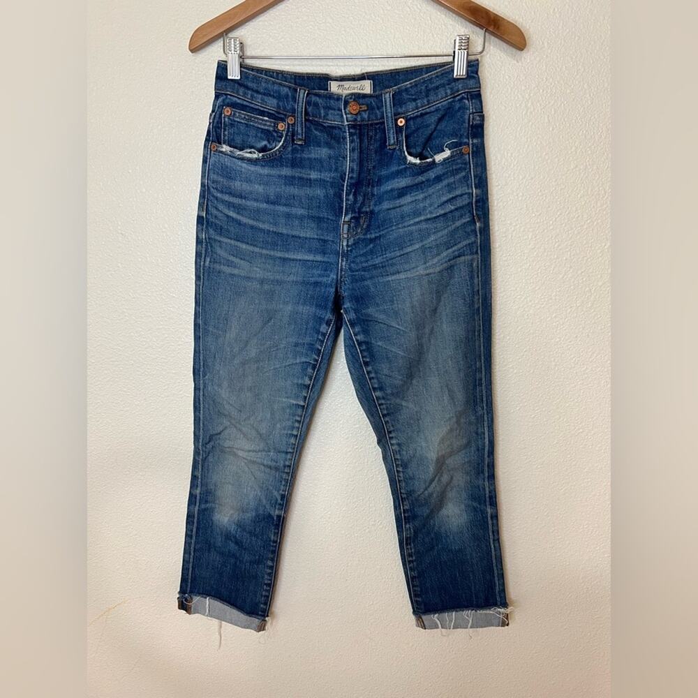 Madewell the high rise slim boyfriend distressed jeans 24